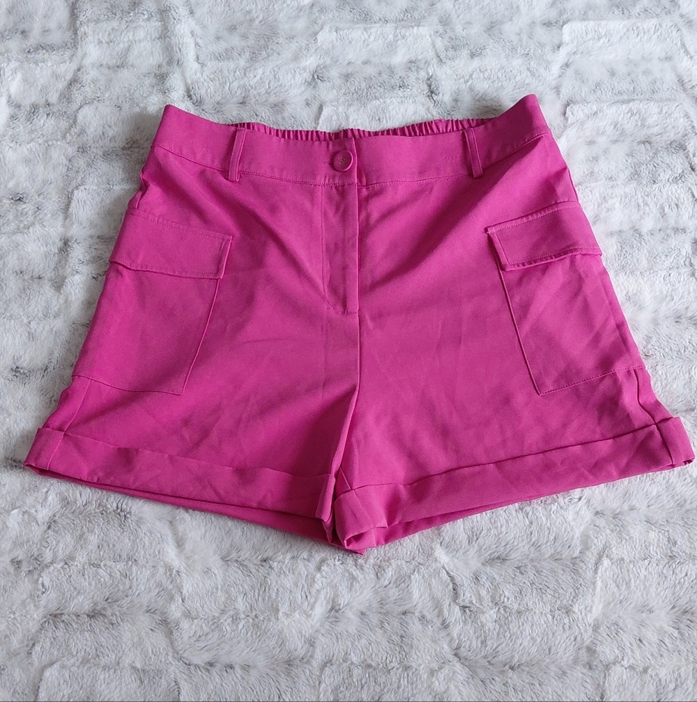 Intempo Hot Pink Barbie Party Cuffed High Waste Shorts Size Large